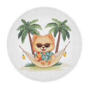 Pomeranian Dog In A Hammock Hawaiian Shirt Cutting Board