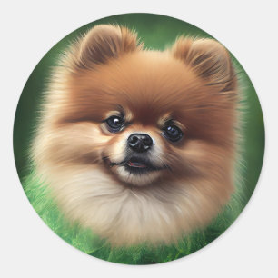 Pomeranian Dog in St. Patrick's Day Dress Classic Round Sticker