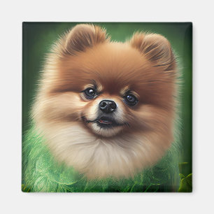 Pomeranian Dog in St. Patrick's Day Dress Magnet