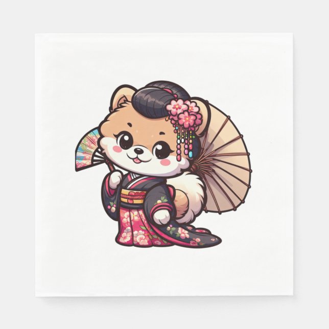 Pomeranian Dog Kimono   Napkin (Front)