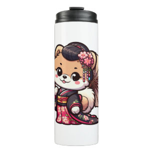 Pomeranian Dog Kimono Thermal Tumbler