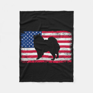 Pomeranian Dog Lover 4th Of July Patriotic America Fleece Blanket