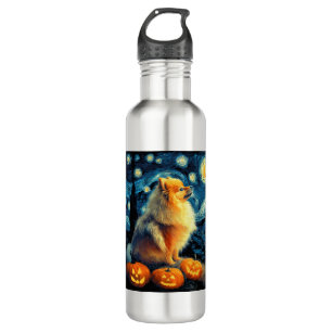 Pomeranian Dog Lovers Painting of van gogh starry 710 Ml Water Bottle