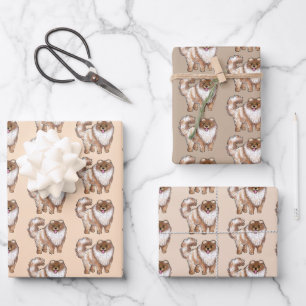 Pomeranian Dog Lovers Wrapping Paper Sheet