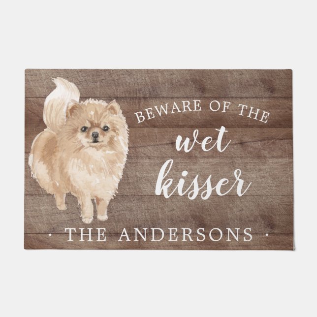 Pomeranian Dog Personalised Door Mat (Front)