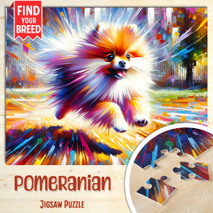 Pomeranian Dog Portrait Acrylic Art Print Dog Jigsaw Puzzle