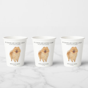 Pomeranian Dog Puppy Baby Shower Minimalist Paper Cups
