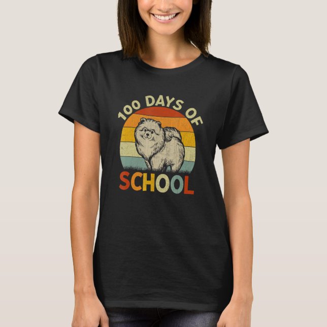 Pomeranian Dog Retro Boys Girls Teachers 100th Day T-Shirt (Front)
