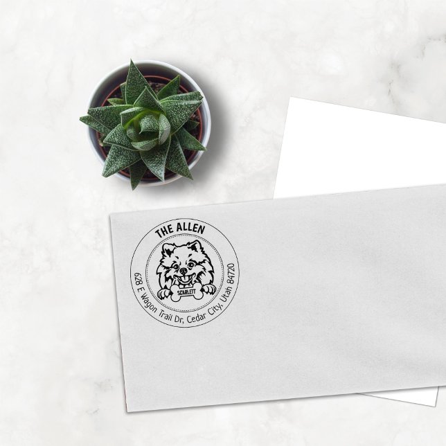 Pomeranian Dog Return Address Family Rubber Stamp (Creator Uploaded)