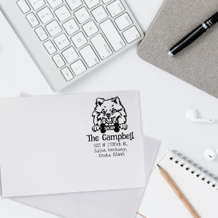 Pomeranian Dog, Return Address,  Rubber Stamp