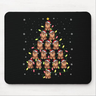 Pomeranian Dog Santa Christmas Tree Lights Ugly Sw Mouse Pad