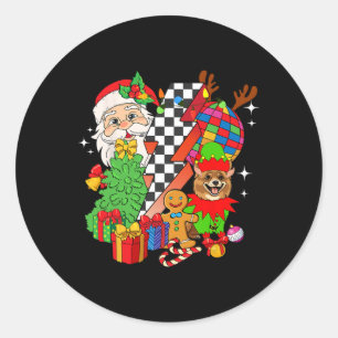 Pomeranian Dog Santa Claus Christmas Classic Round Sticker