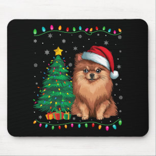 Pomeranian Dog Santa Hat Men Women Kids Xmas Tree Mouse Pad