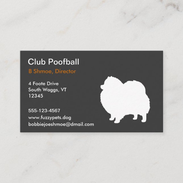 Pomeranian Dog Silhouette Business Card (Front)
