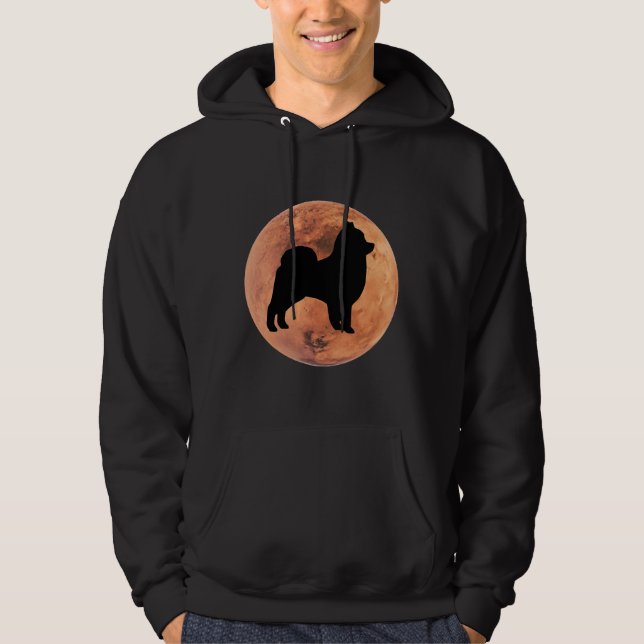 Pomeranian Dog Silhouette In Mars Pomeranian Lover Hoodie (Front)