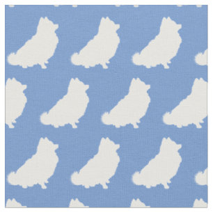 Pomeranian Dog Silhouette Pet Light Blue Fabric