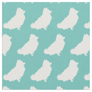 Pomeranian Dog Silhouette Pet Teal Fabric