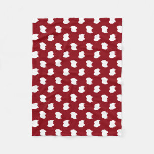 Pomeranian Dog Silhouettes Pattern Red and White Fleece Blanket