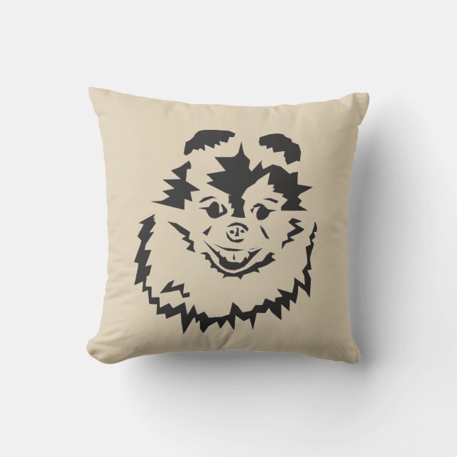Pomeranian Dog Smiles Throw Pillow (Front)
