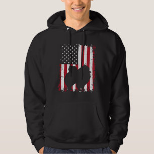 Pomeranian Dog Usa Flag Patriotic 4th Of July Hoodie