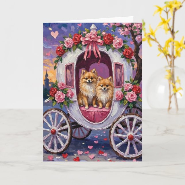 Pomeranian Dog Valentine's Day  Card (Yellow Flower)