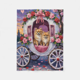 Pomeranian Dog Valentine's Day  Fleece Blanket