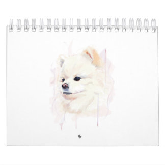 Pomeranian Dog Watercolor Painting Cute Calendar