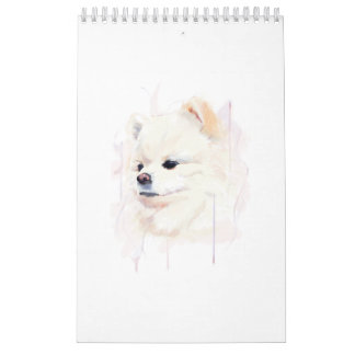 Pomeranian Dog Watercolor Painting Cute Calendar