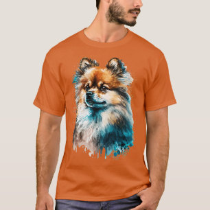 Pomeranian Dog watercolor portrait T-Shirt