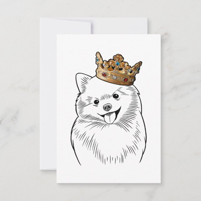 Pomeranian Dog Wearing Crown RSVP Card (Front)