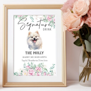 Pomeranian Dog Wedding Signature Drink Sign