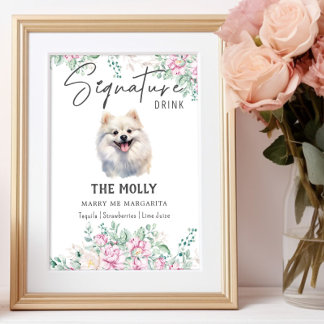 Pomeranian Dog Wedding Signature Drink Sign