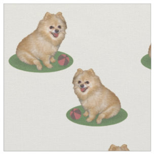 Pomeranian Dog with Ball Customisable Fabric