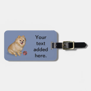Pomeranian Dog with Ball Luggage Tag