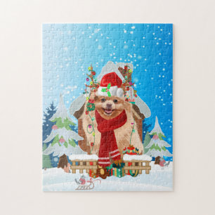 Pomeranian dog with Christmas gifts Jigsaw Puzzle