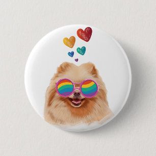 Pomeranian Dog with Hearts Valentine's Day 6 Cm Round Badge