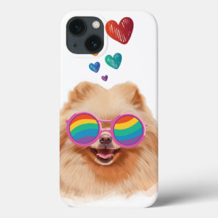 Pomeranian Dog with Hearts Valentine's Day  iPhone 13 Case