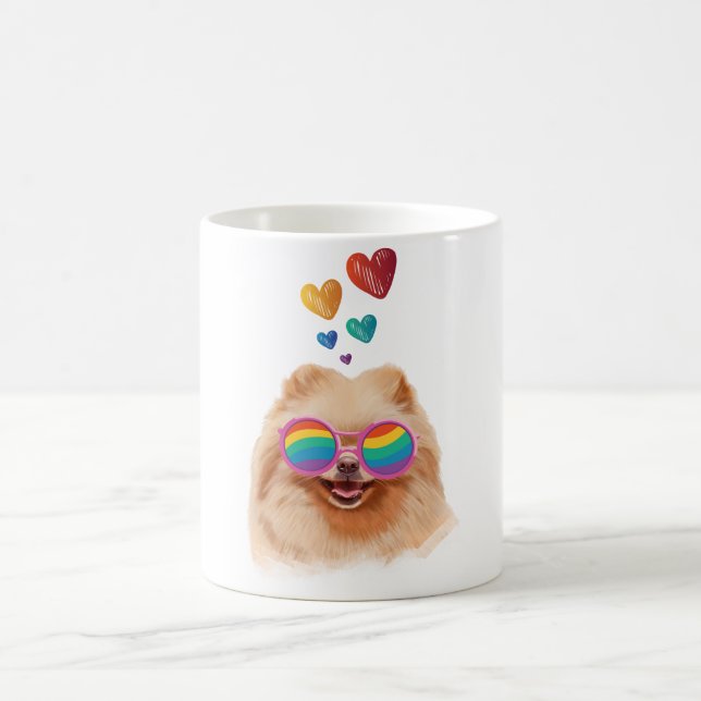 Pomeranian Dog with Hearts Valentine's Day Coffee Mug (Center)