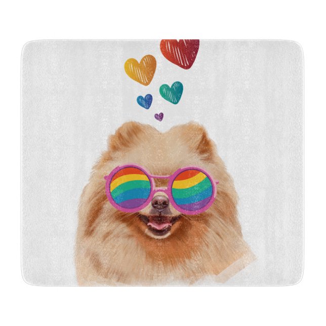Pomeranian Dog with Hearts Valentine's Day Cutting Board (Front)
