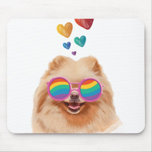 Pomeranian Dog with Hearts Valentine's Day Mouse Pad