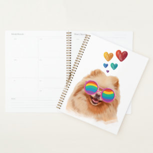 Pomeranian Dog with Hearts Valentine's Day Planner