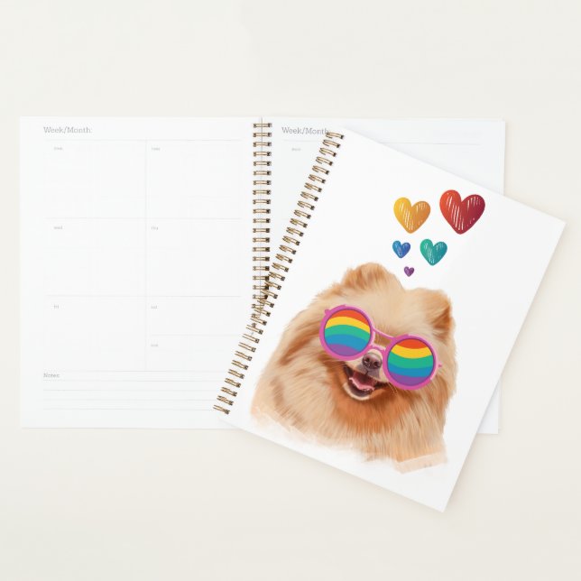 Pomeranian Dog with Hearts Valentine's Day Planner (Display)