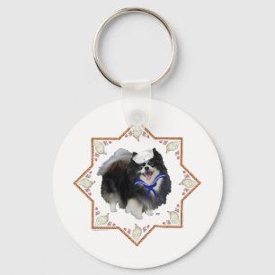 Pomeranian Dog with Seashells Key Ring