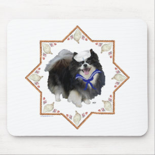 Pomeranian Dog with Seashells Mouse Pad