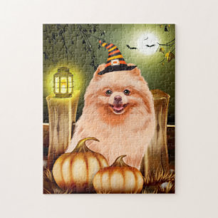 Pomeranian Dog with Witch Hat  Jigsaw Puzzle