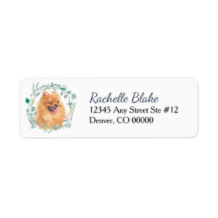 Pomeranian Dog Wreath Return Address Label