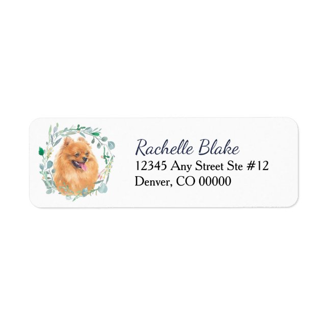 Pomeranian Dog Wreath Return Address Label (Front)