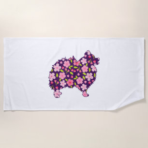 Pomeranian Dogs Flower Pattern Pomeranians Lover Beach Towel