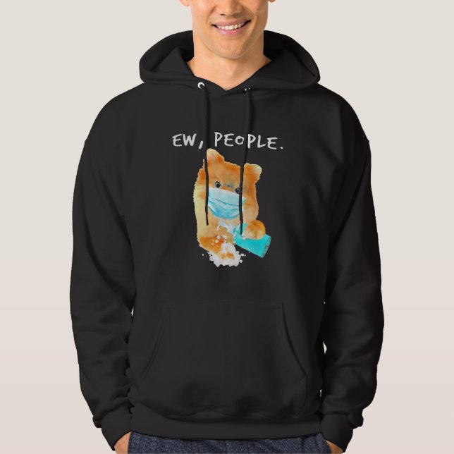 Pomeranian Ew People Dog Wearing A Face Mask Hoodie (Front)