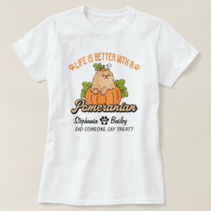 Pomeranian Fall Thanksgiving Halloween Spitz Dog T-Shirt